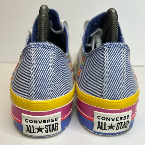 Women's Converse Chuck Taylor All Star Lift Ox Low Rainbow-Ozone Blu 564993C 8 - Picture 12 of 16